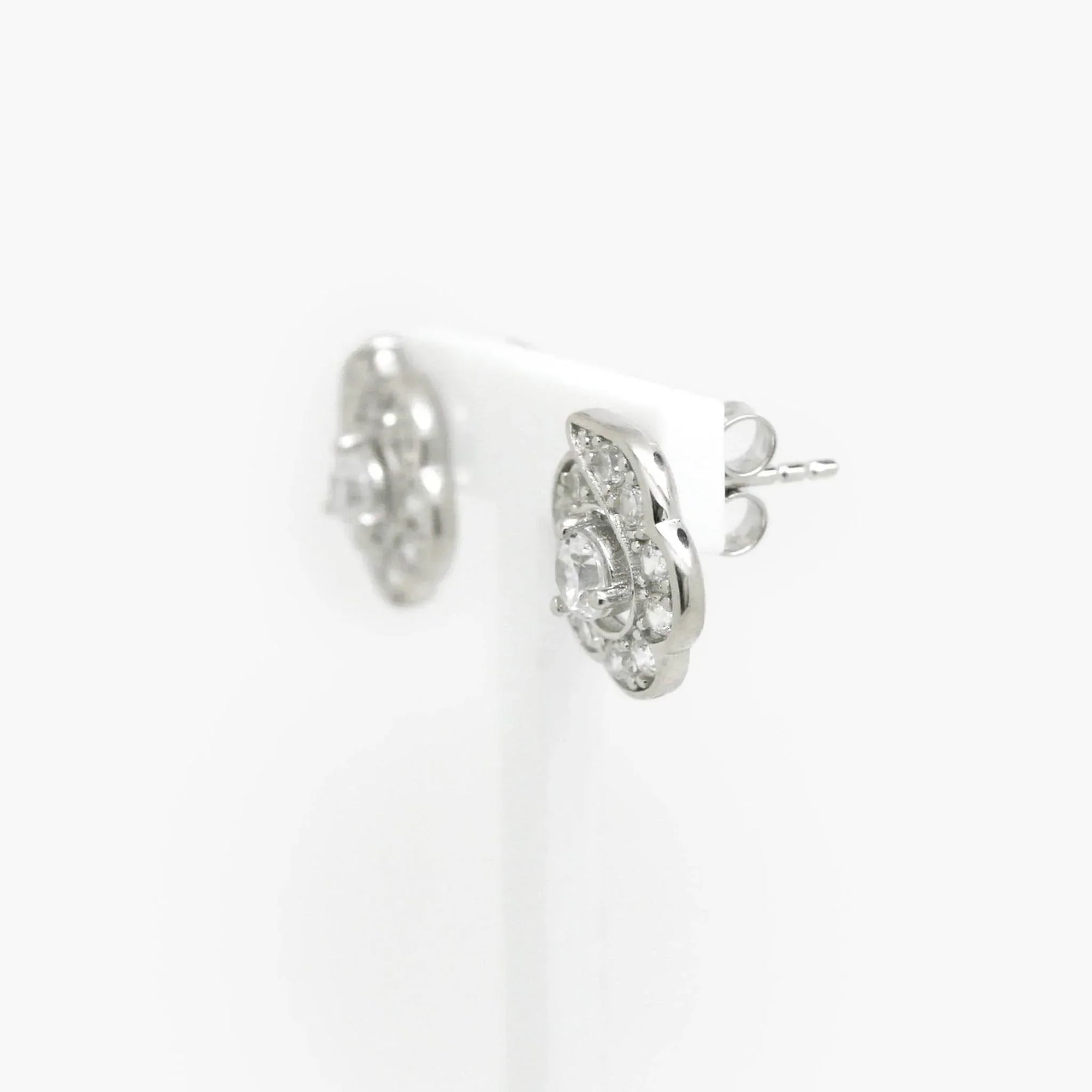 Silver CZ Flower Stud Earrings - Jordans Jewellers