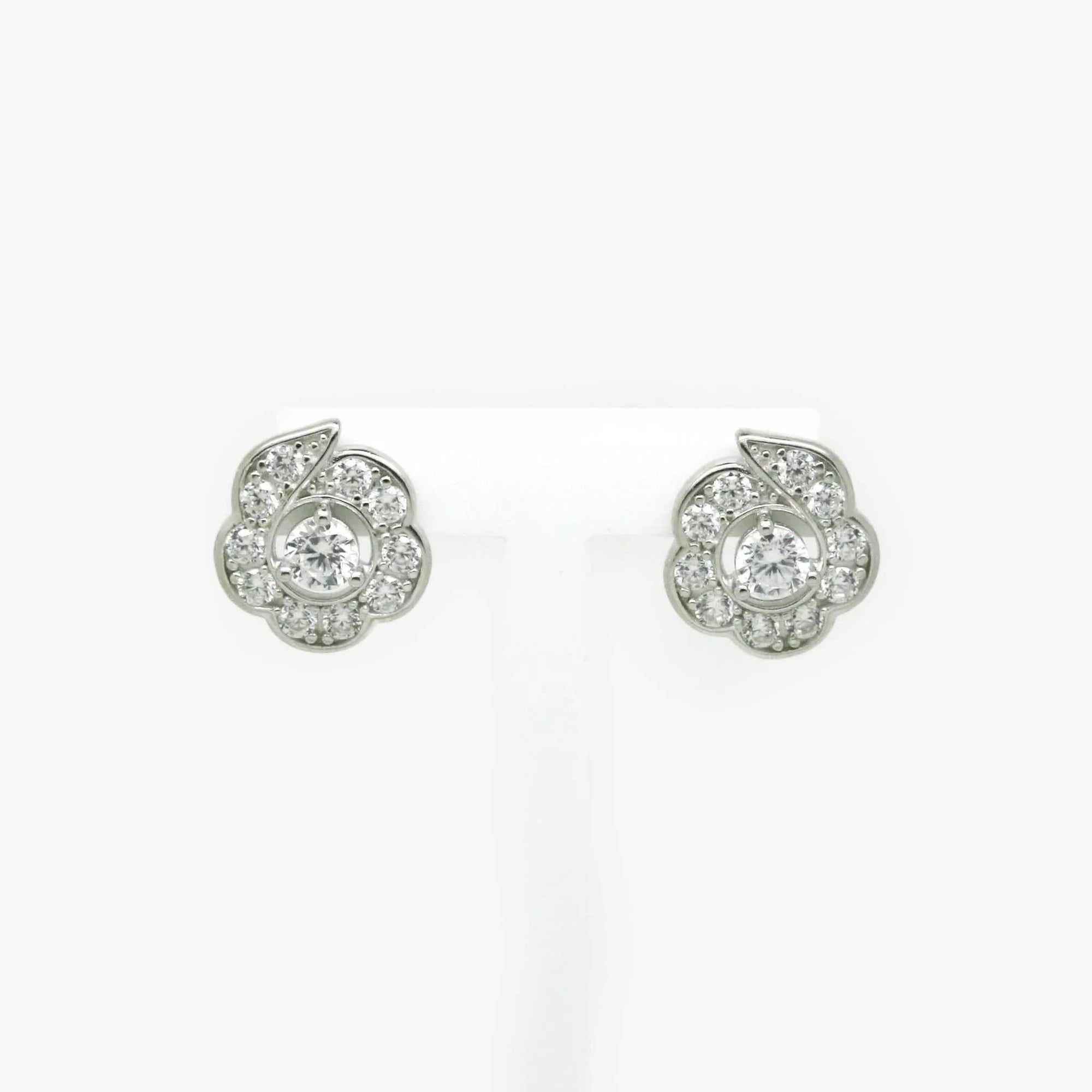 Silver CZ Flower Stud Earrings - Jordans Jewellers