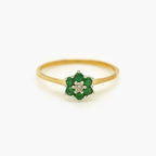Emerald and Diamond Floral Cluster Ring in 9ct Gold - Jordans Jewellers
