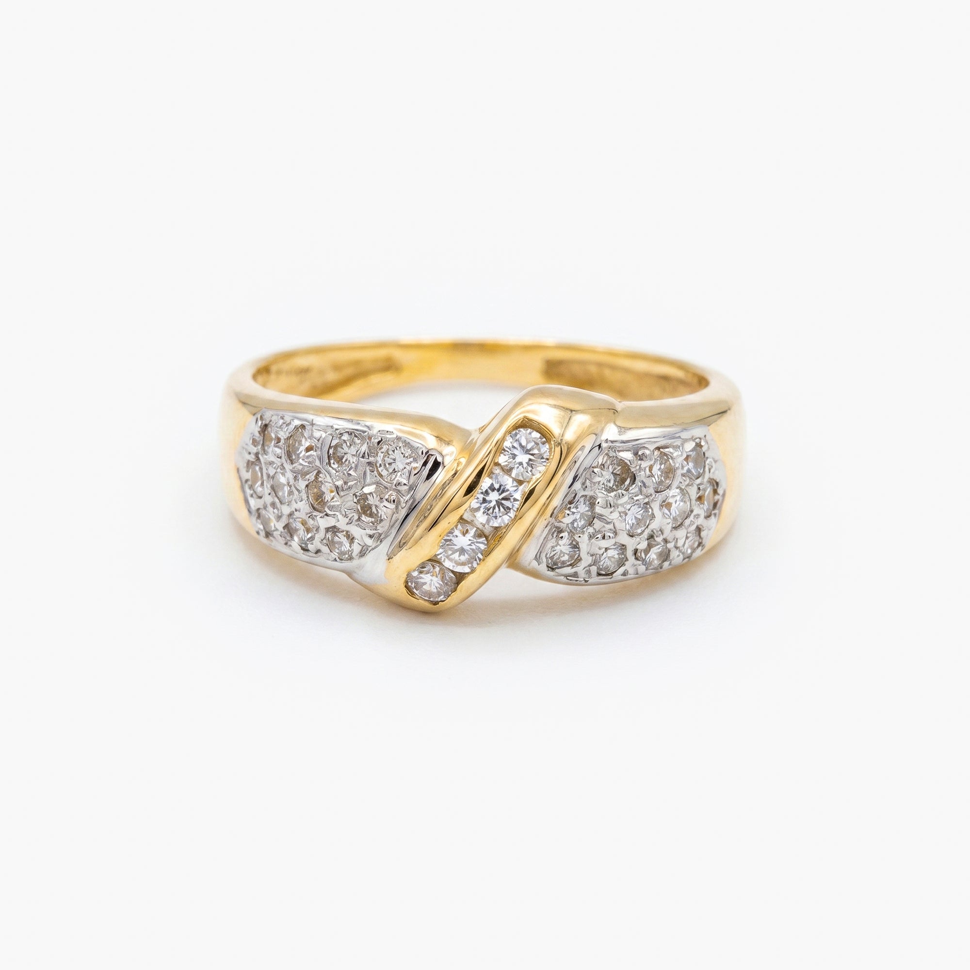 9ct Yellow Gold 0.50ct Diamond Pavé Crossover Band Ring