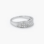 9ct White Gold Diamond Crossover Ring