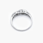 9ct White Gold Diamond Crossover Ring