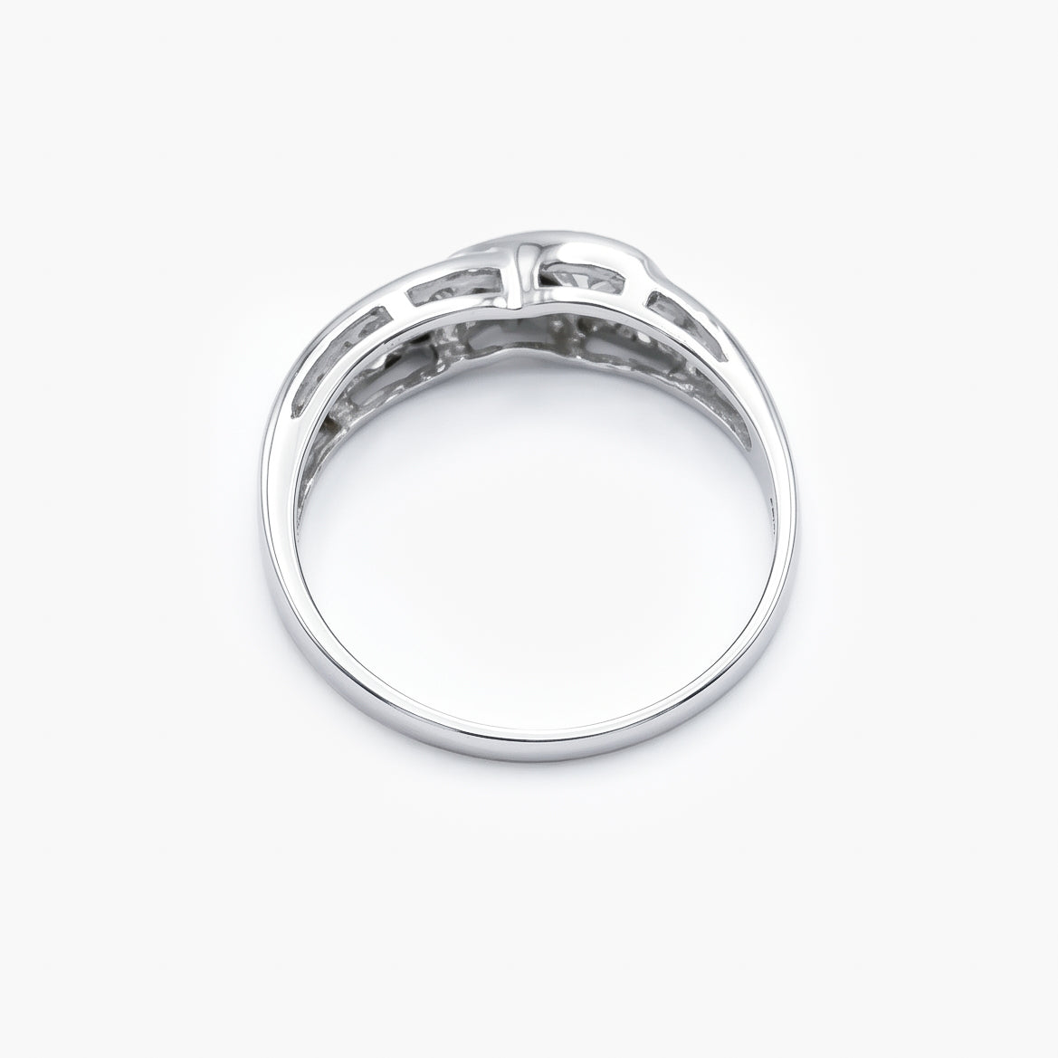9ct White Gold Diamond Crossover Ring