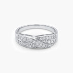 9ct White Gold Diamond Crossover Ring