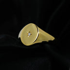 9ct Yellow Gold Diamond Star Signet Ring - Jordans Jewellers