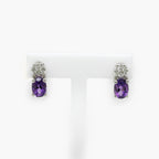 Amethyst & Diamond Cluster Stud Earrings - 9ct White Gold - Jordans Jewellers