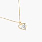 9ct Two-Tone Gold Diamond Open Heart Pendant Necklace