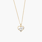 9ct Two-Tone Gold Diamond Open Heart Pendant Necklace
