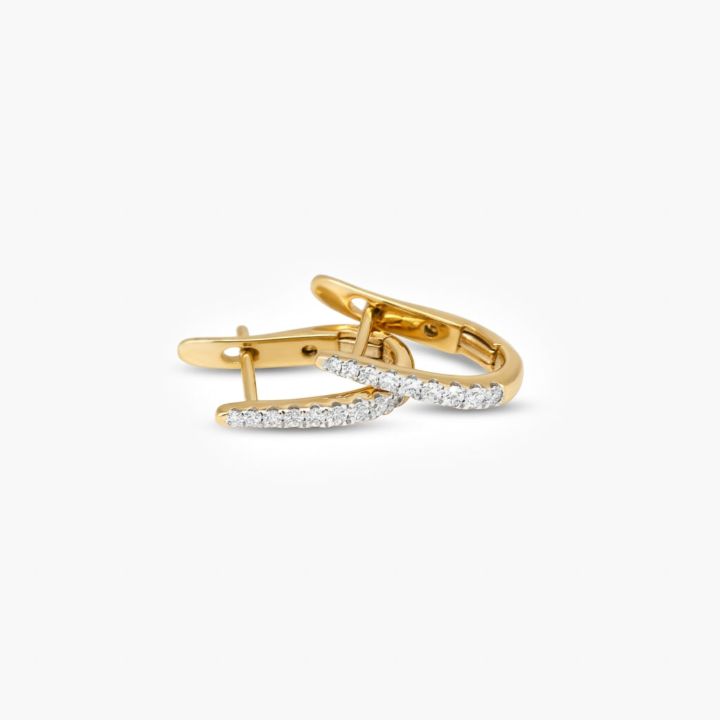 18ct Yellow Gold 0.22ct Diamond Pavé Huggie Hoop Earrings