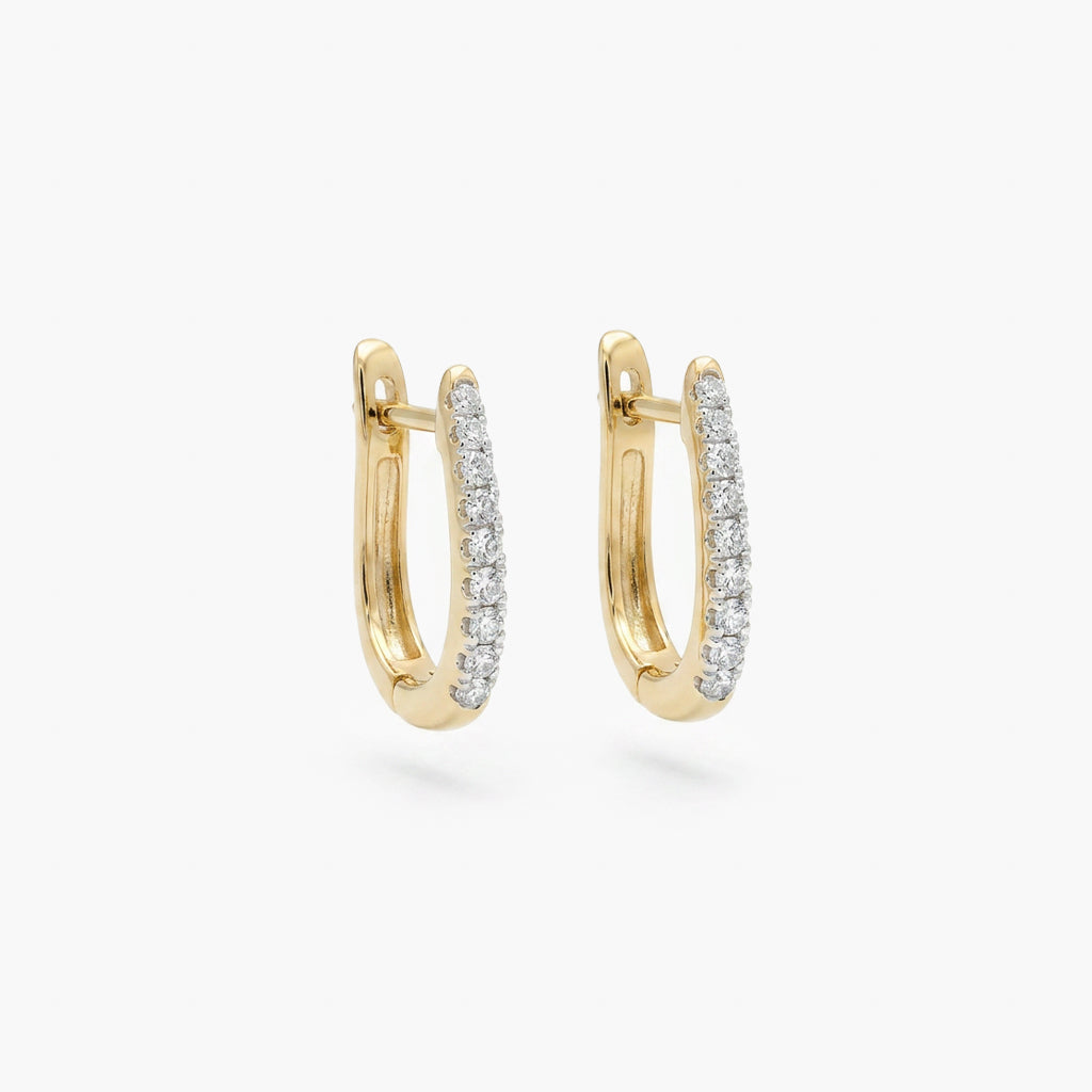 18ct Yellow Gold 0.22ct Diamond Pavé Huggie Hoop Earrings
