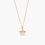 9ct Yellow Gold Diamond Centre Flower Pendant Necklace