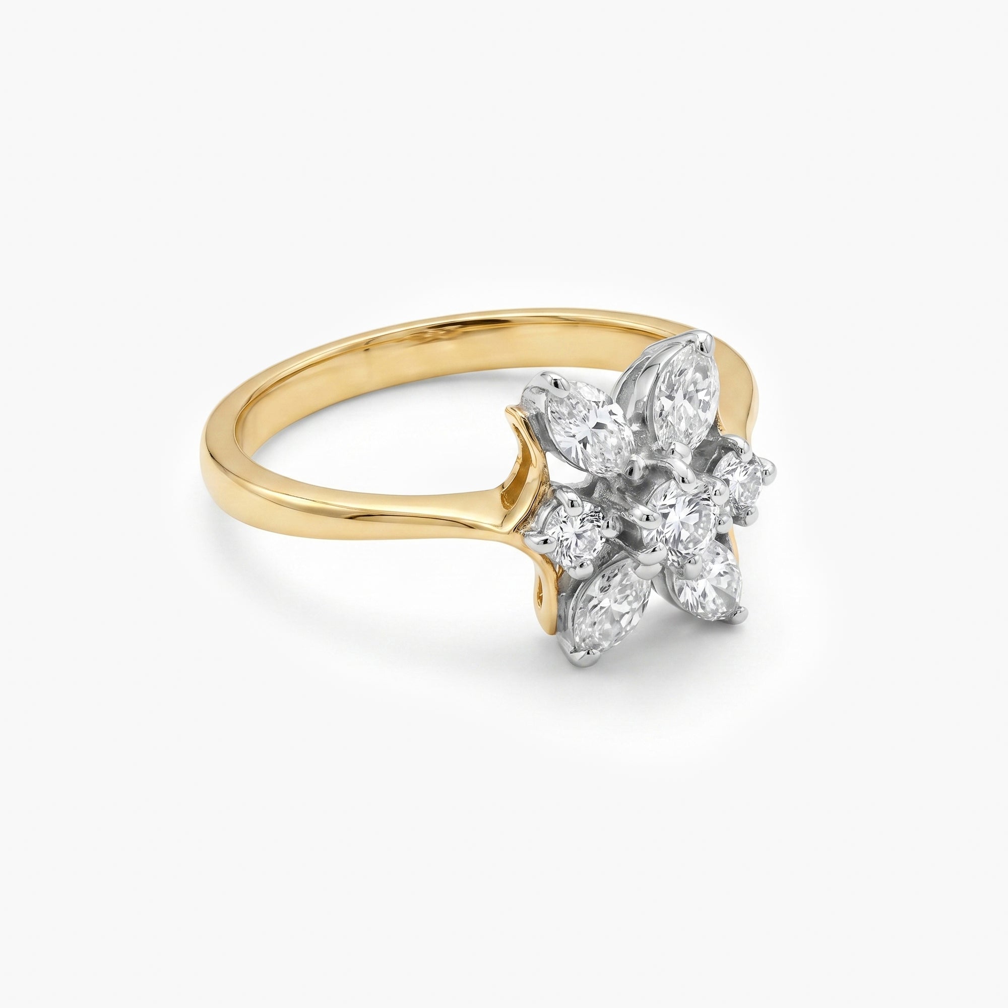 18ct Gold Diamond Marquise Cluster Ring