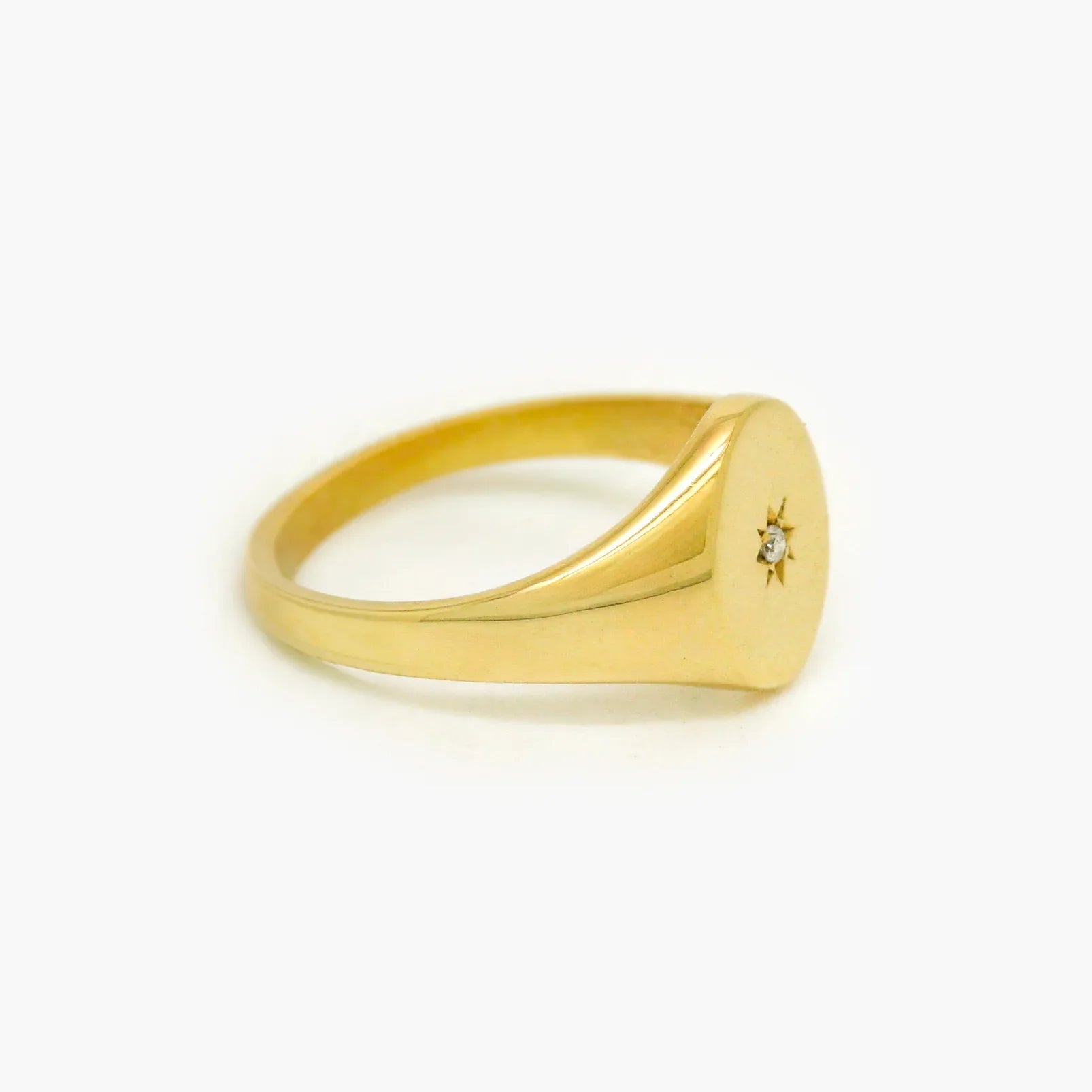 9ct Yellow Gold Diamond Star Signet Ring