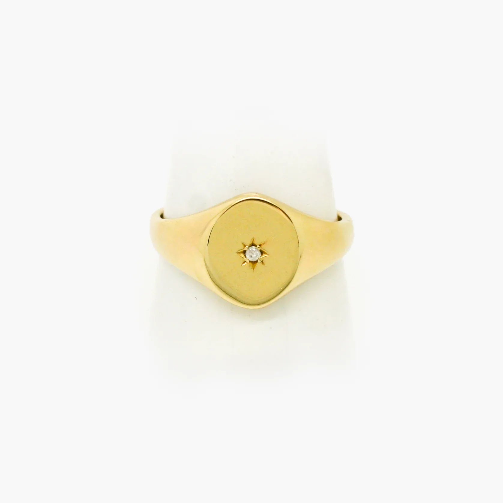 9ct Yellow Gold Diamond Star Signet Ring