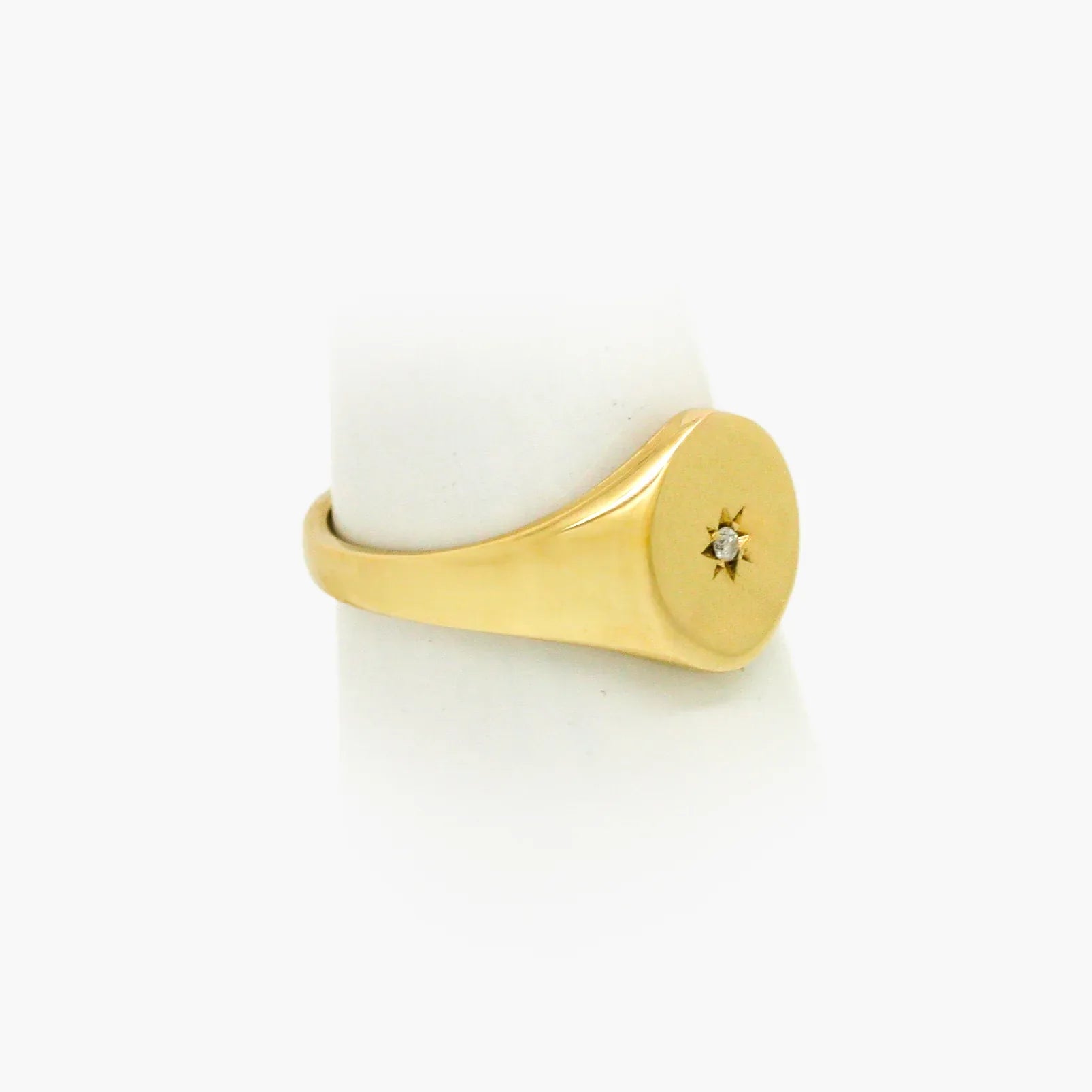 9ct Yellow Gold Diamond Star Signet Ring