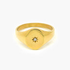 9ct Yellow Gold Diamond Star Signet Ring - Jordans Jewellers