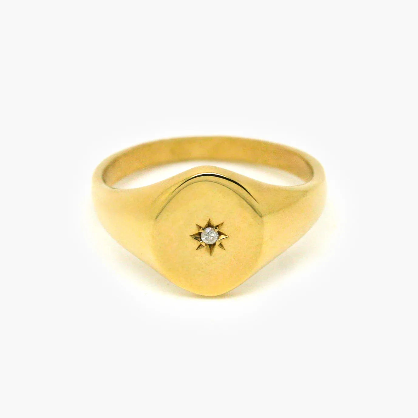 9ct Yellow Gold Diamond Star Signet Ring