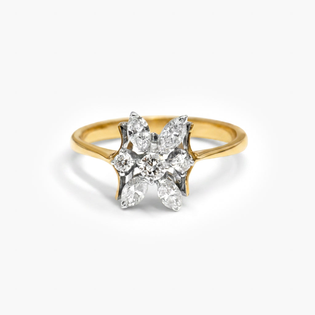 18ct Gold Diamond Marquise Cluster Ring