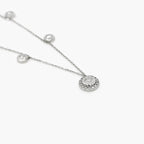 9ct White Gold Diamond Set Chain Necklace with Halo Pendant - Jordans Jewellers