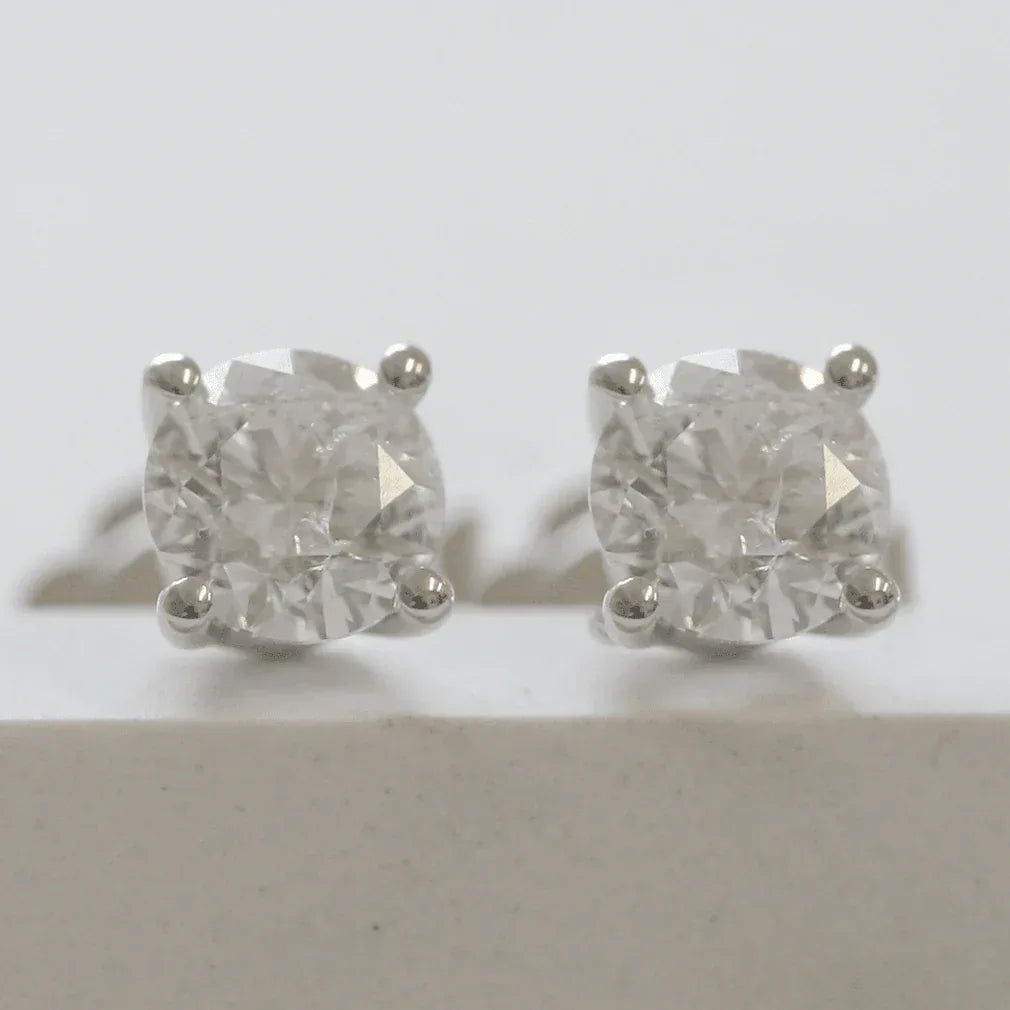 NEW 18 Carat White Gold Diamond Solitaire Earrings - Jordans Jewellers