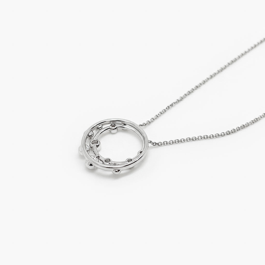 18ct White Gold Diamond Bubble Pendant Necklace