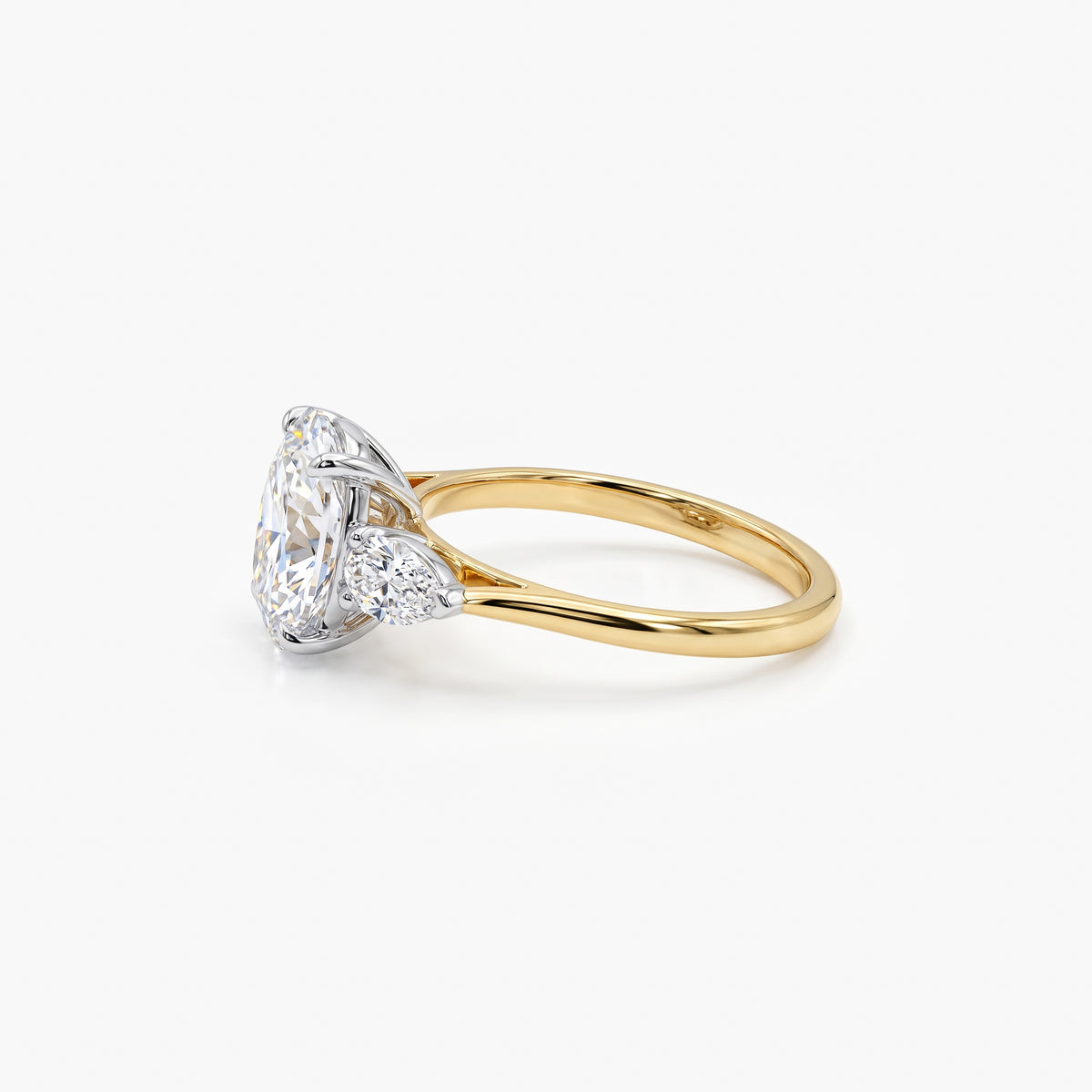 9ct Gold 3.57ct Lab Grown Diamond Oval Trilogy Ring