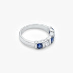18ct White Gold Sapphire and Diamond Half-Eternity Ring