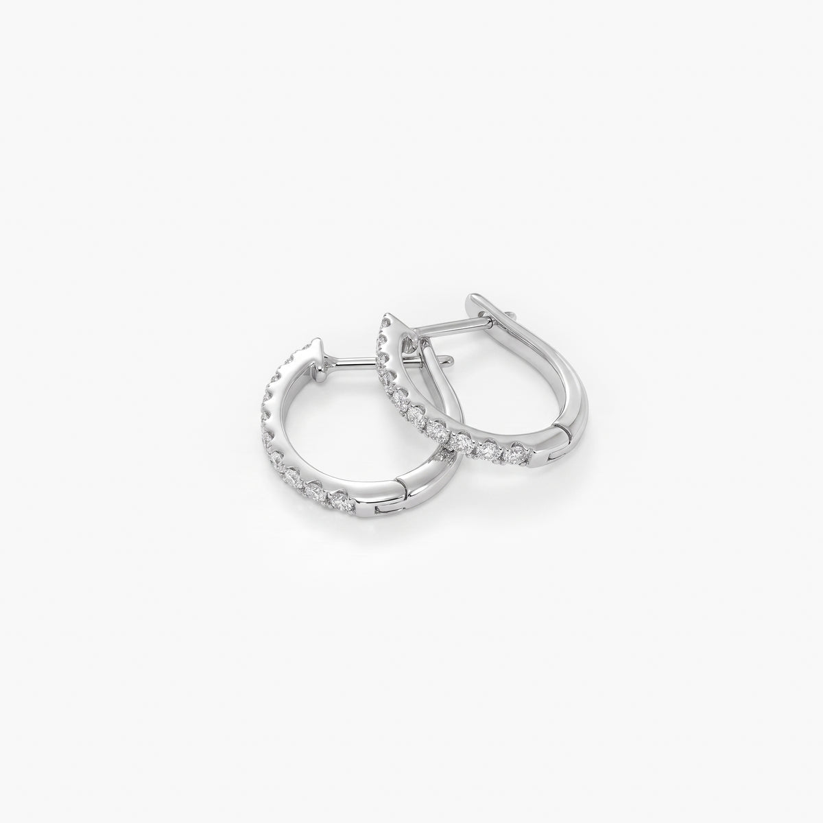9ct White Gold Diamond Small Hoop Earrings