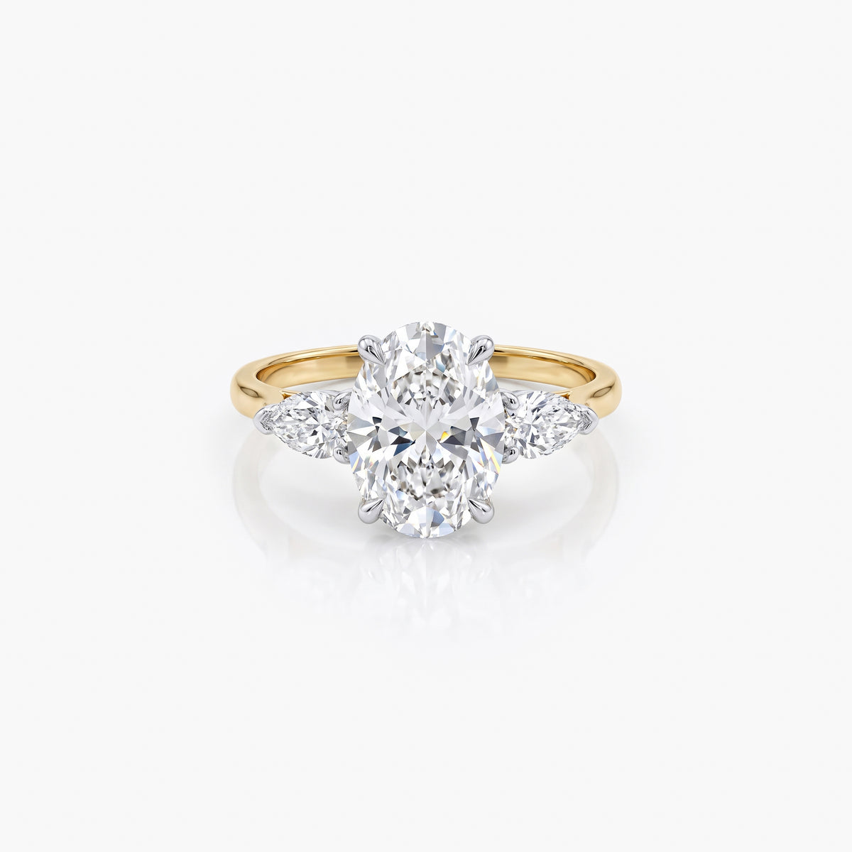 9ct Gold 3.57ct Lab Grown Diamond Oval Trilogy Ring