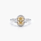 18ct Gold Yellow Diamond Halo Trilogy Ring 1.83ct