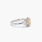 18ct Gold Yellow Diamond Halo Trilogy Ring 1.83ct