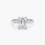 Platinum 3.07ct Lab Grown Emerald Cut Diamond Ring