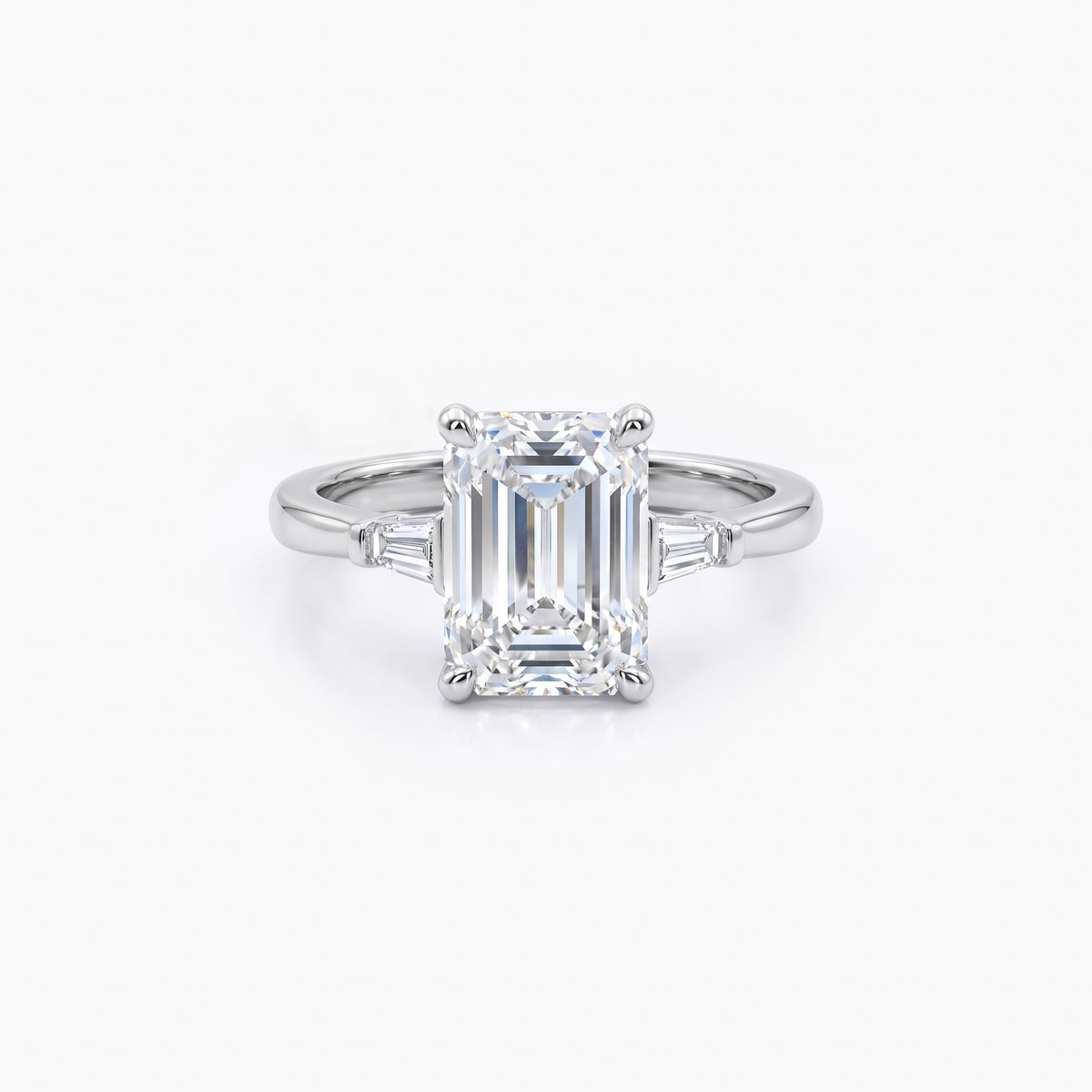 Platinum 3.07ct Lab Grown Emerald Cut Diamond Ring