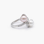 18ct White Gold Toi et Moi Pearl & Diamond Ring
