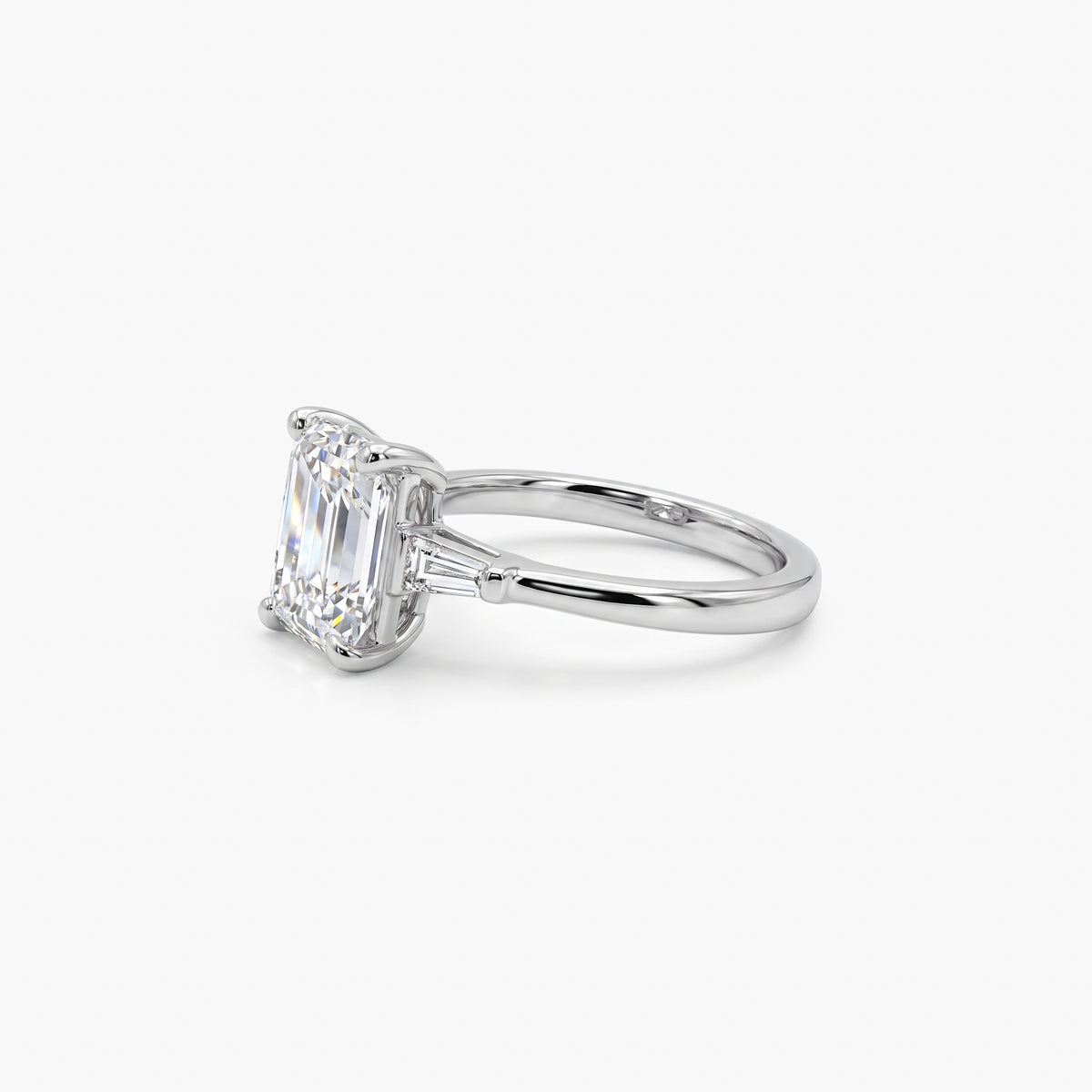Platinum 3.07ct Lab Grown Emerald Cut Diamond Ring