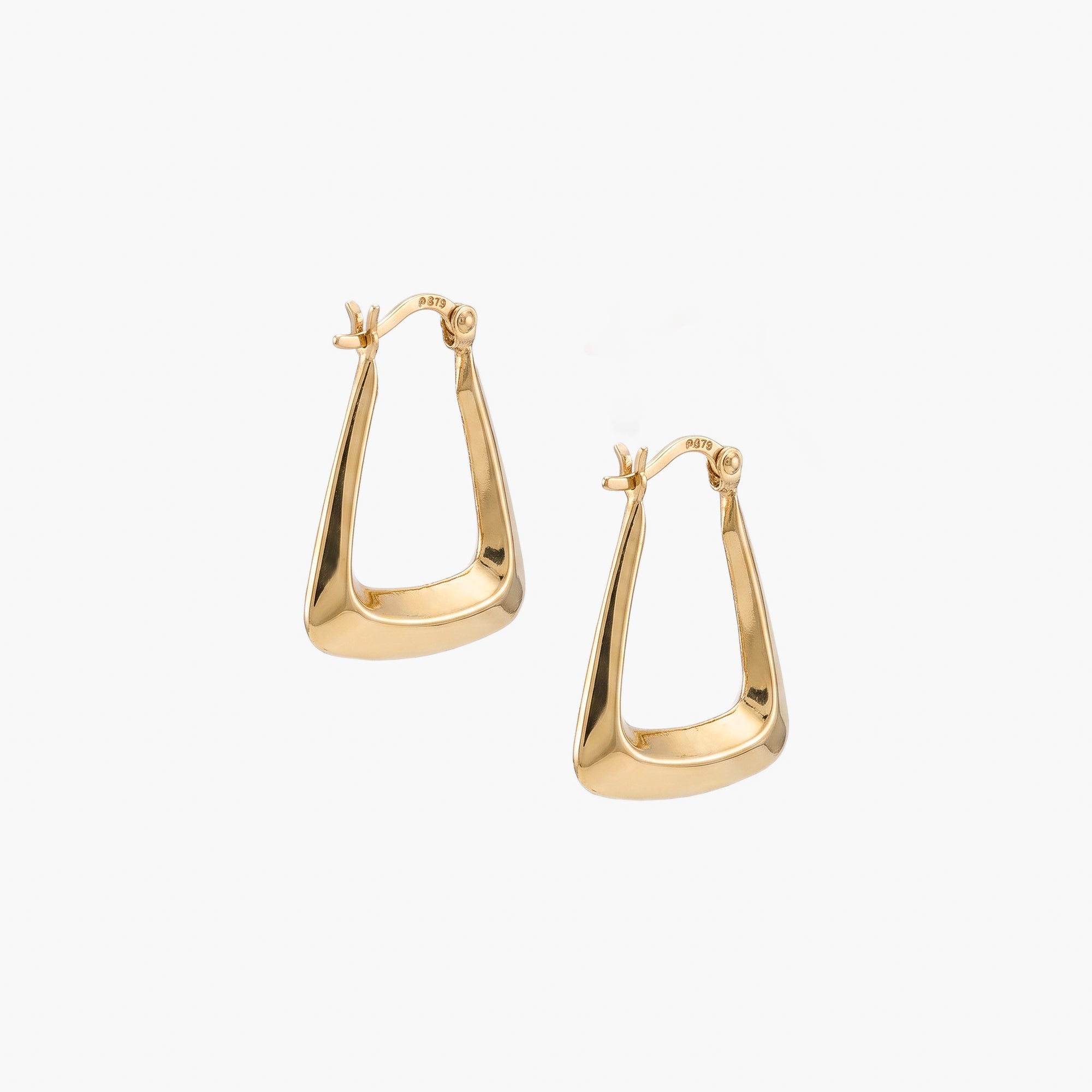 9ct Yellow Gold Polished Triangular Hoop Earrings