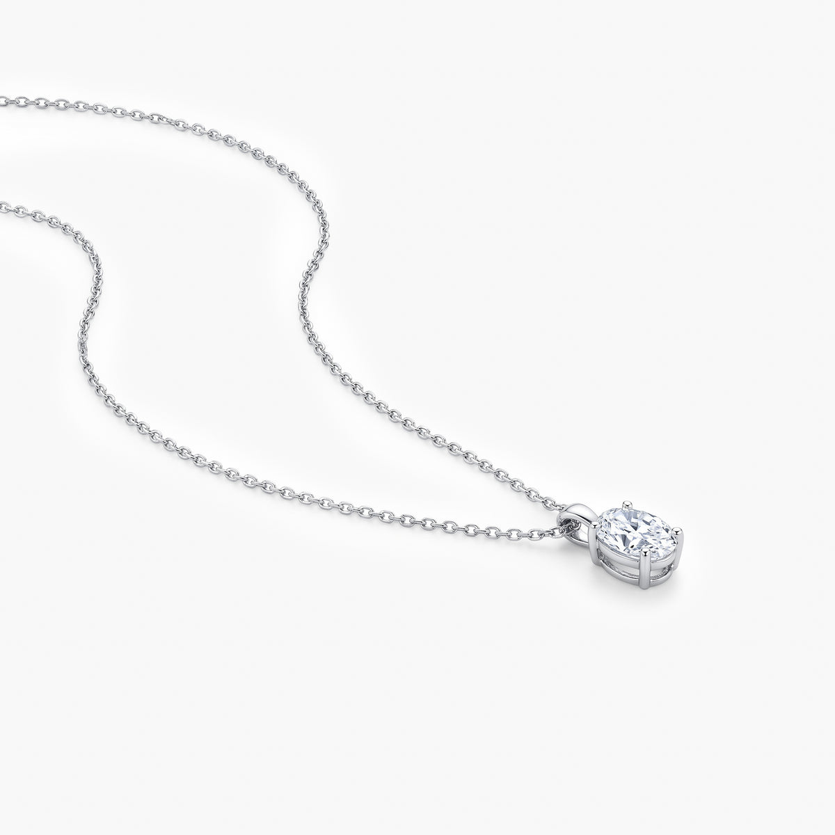 Platinum 1ct Lab Grown Diamond Oval Solitaire Pendant Necklace