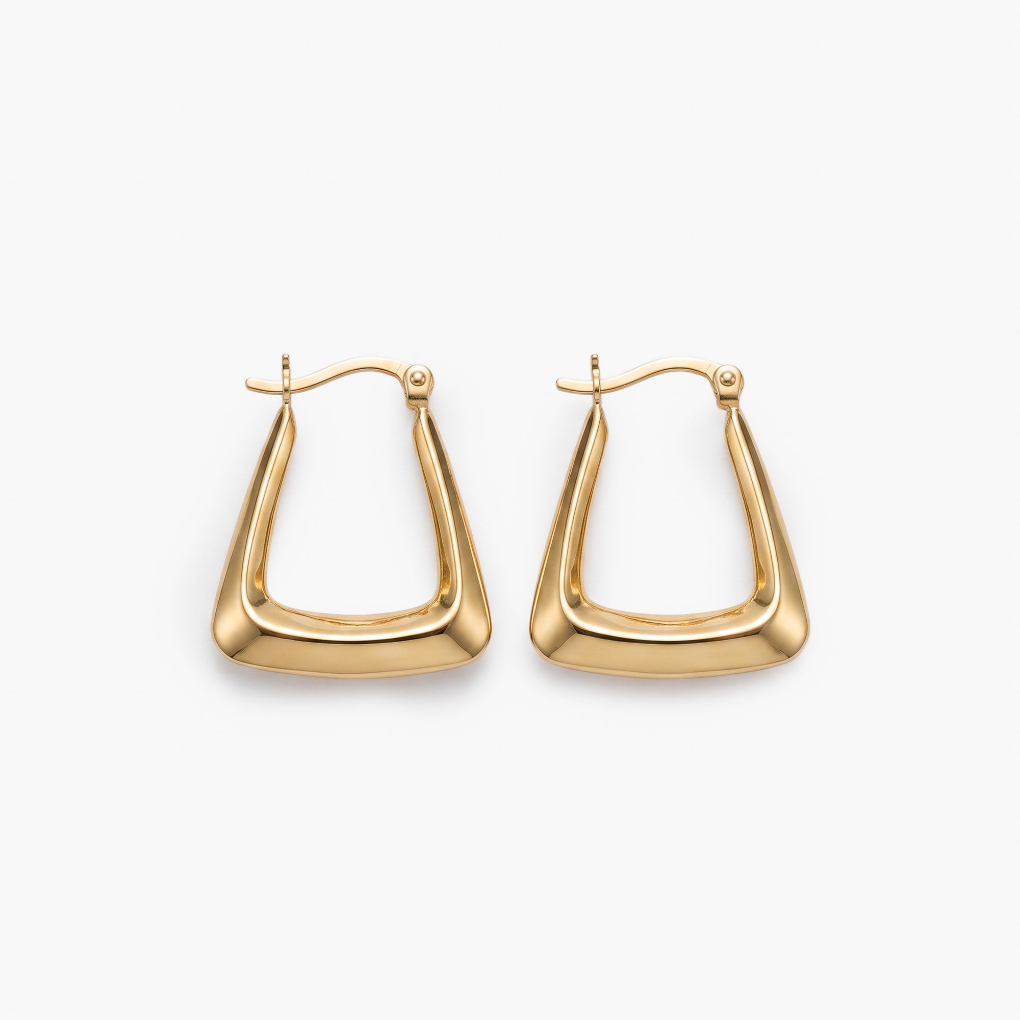 9ct Yellow Gold Polished Triangular Hoop Earrings