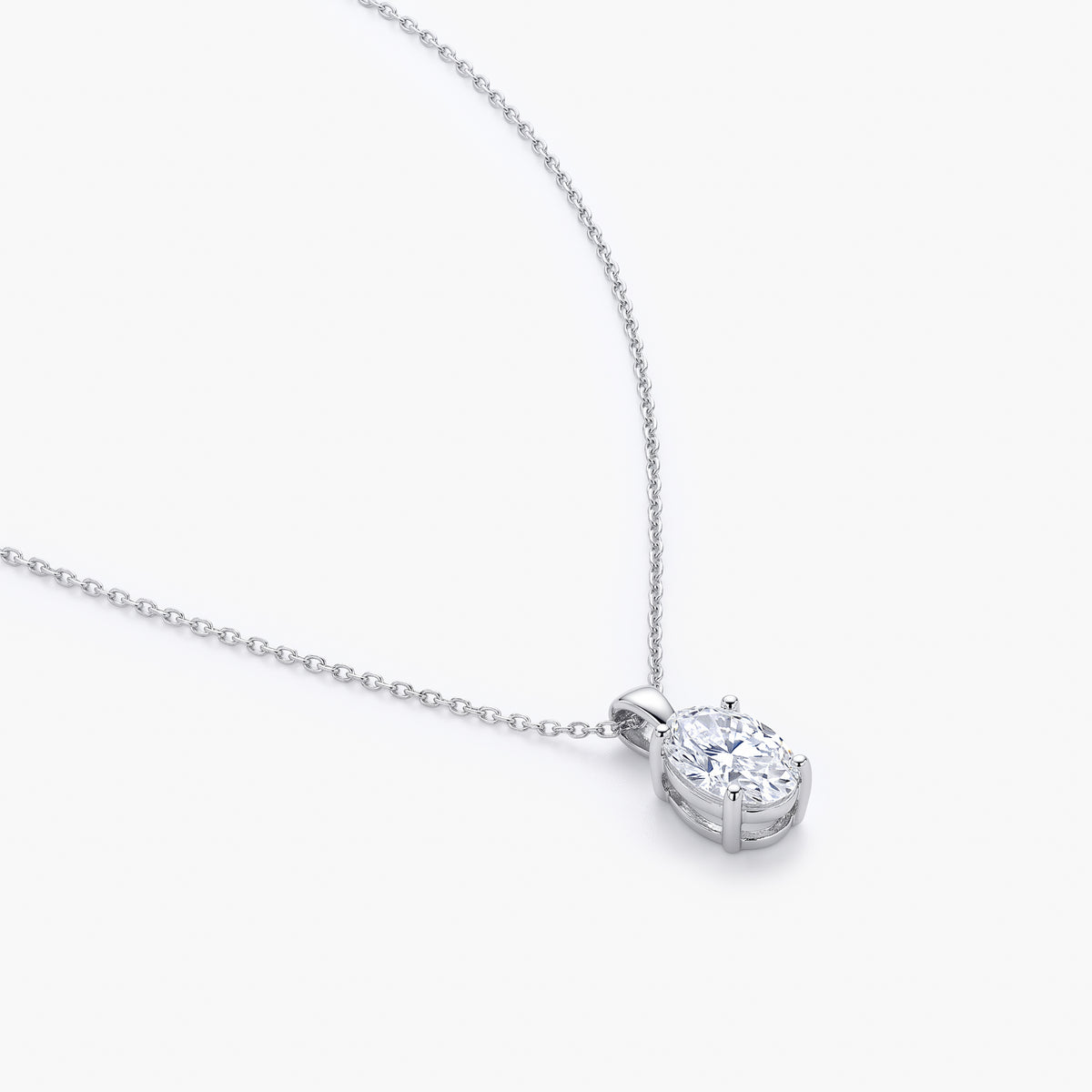 Platinum 1ct Lab Grown Diamond Oval Solitaire Pendant Necklace