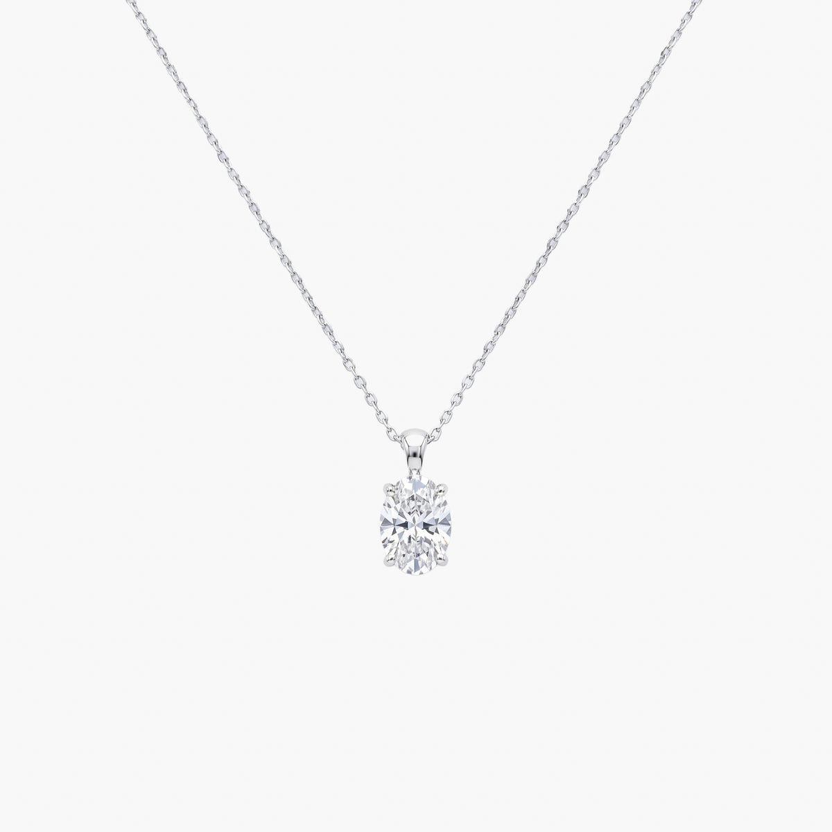 Platinum 1ct Lab Grown Diamond Oval Solitaire Pendant Necklace