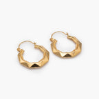 9ct Yellow Gold Faceted Octagonal Hoop Earrings