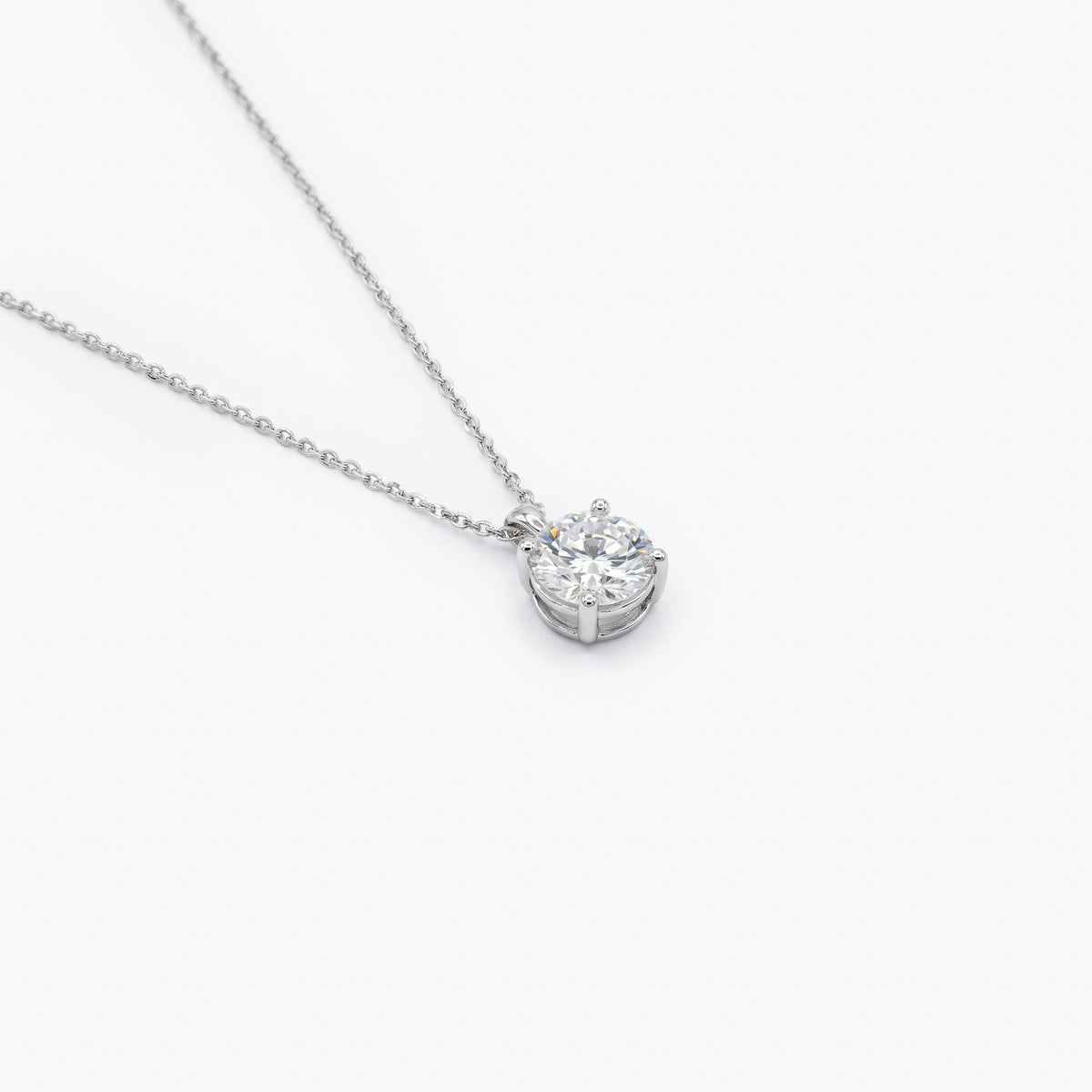 Platinum 1.00ct Lab Grown Diamond Round Solitaire Pendant Necklace