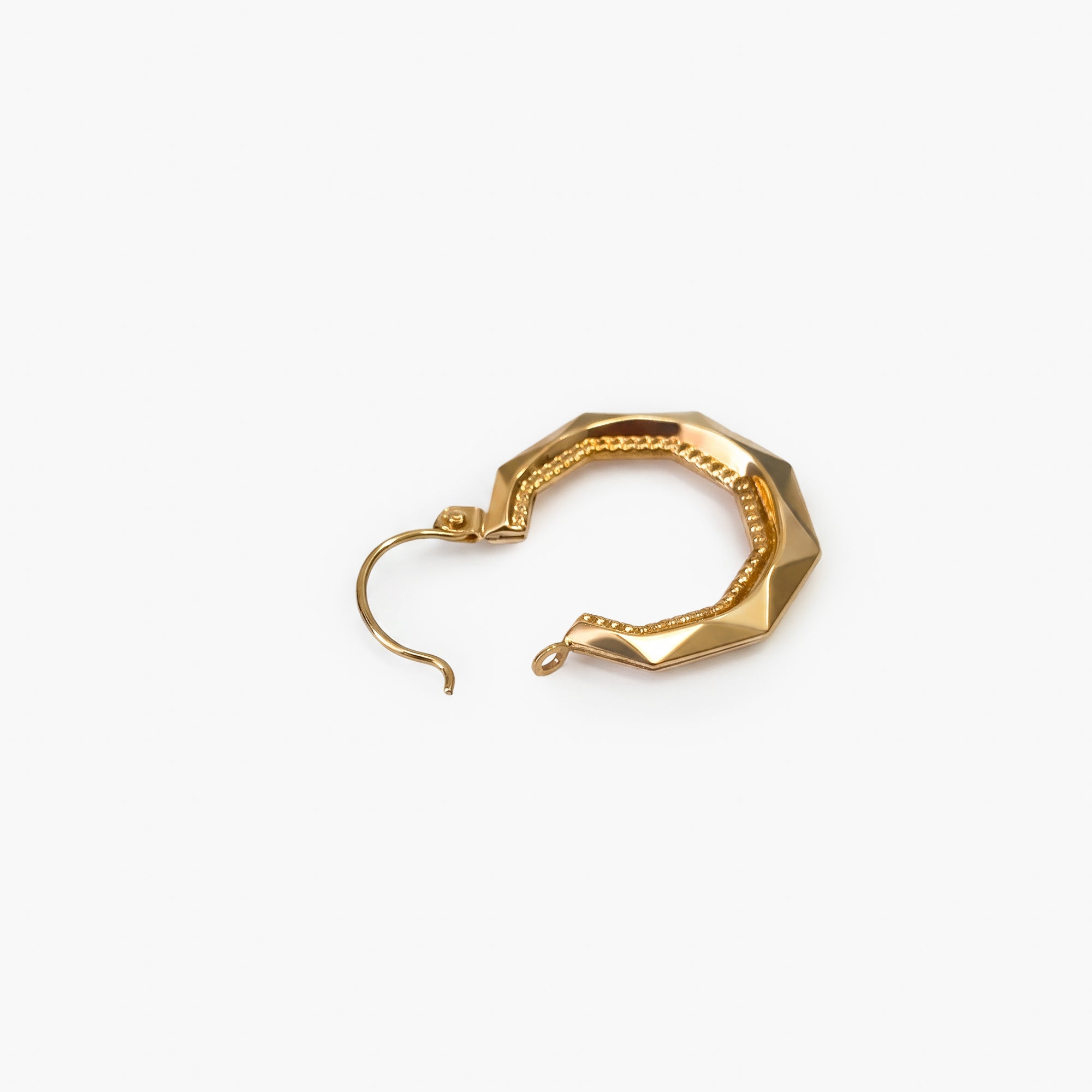 9ct Yellow Gold Faceted Octagonal Hoop Earrings