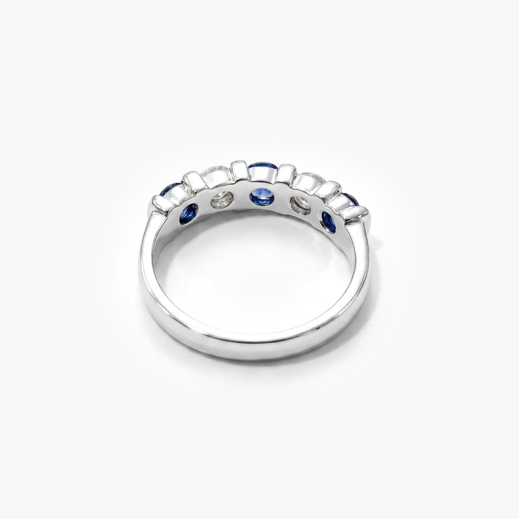 18ct White Gold Sapphire and Diamond Half-Eternity Ring