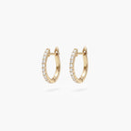 9ct Yellow Gold Diamond Small Hoop Earrings