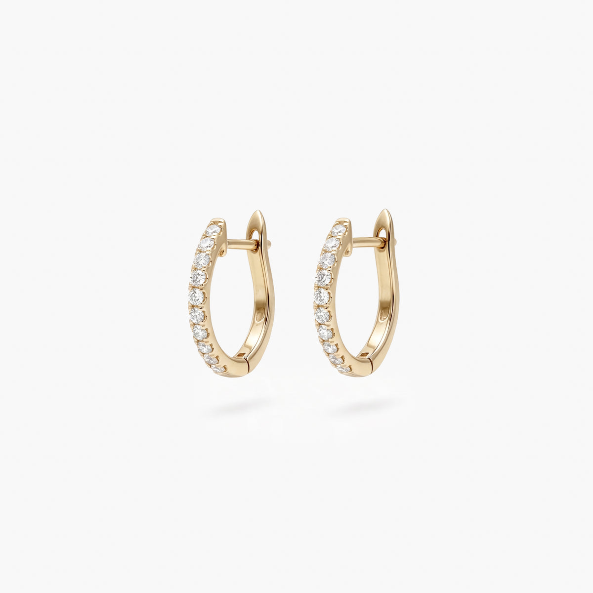 9ct Yellow Gold Diamond Small Hoop Earrings