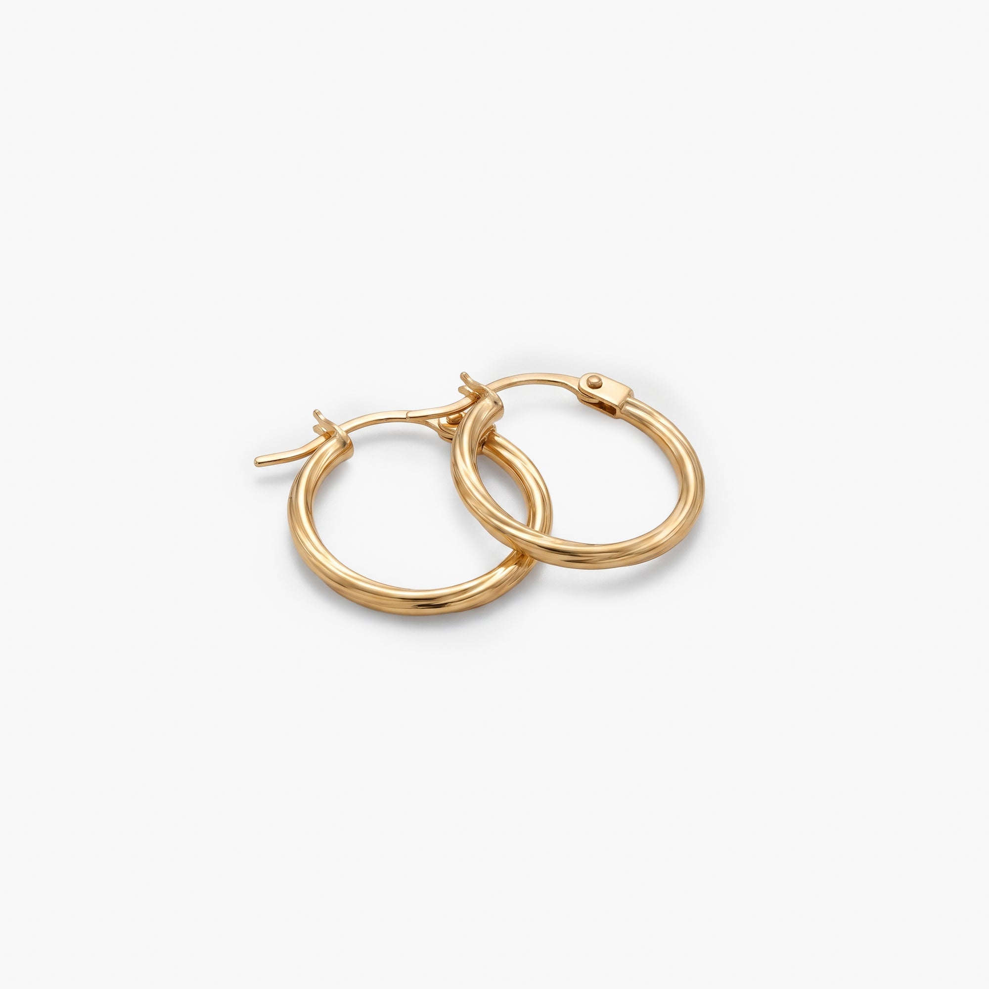 9ct Yellow Gold Small Twisted Tube Hoop Earrings
