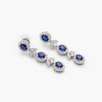 18ct White Gold Sapphire & Diamond Triple Drop Earrings