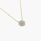 9ct Gold Diamond Pavé Flower Pendant Necklace