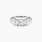Platinum 1.50ct Diamond Emerald Cut Trilogy Ring